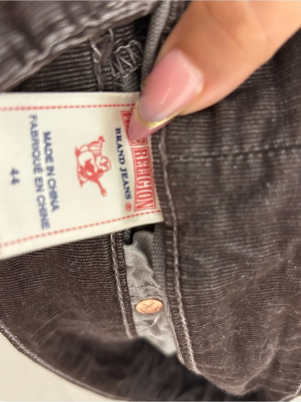 True Religion Ricky Brown Wale Corduroy Straight Leg Flap Pocket Pants 44